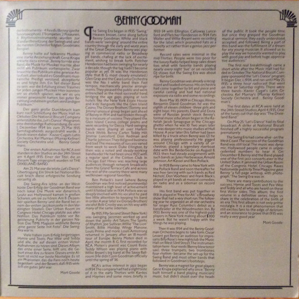 Cover zu Benny Goodman And His Orchestra - The Original Sounds Of The Swing Era Vol. 1 | 1986 | Vinyl | Jazz | Germany Schallplatten Ankauf