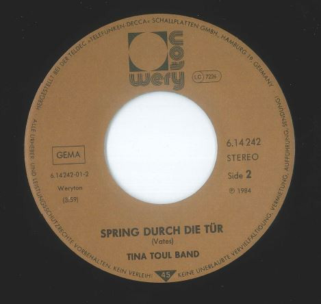 Cover zu Tina Toul Band - Two Boys / Spring Durch Die Tür | 1984 | Vinyl | Electronic | Germany Schallplatten Ankauf