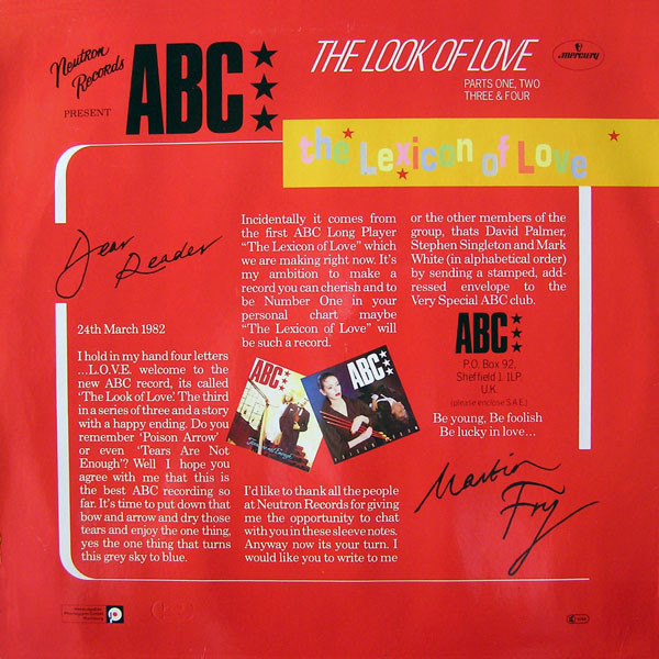 Cover zu ABC - The Look Of Love (Parts One, Two, Three & Four) | 1982 | Vinyl, 12