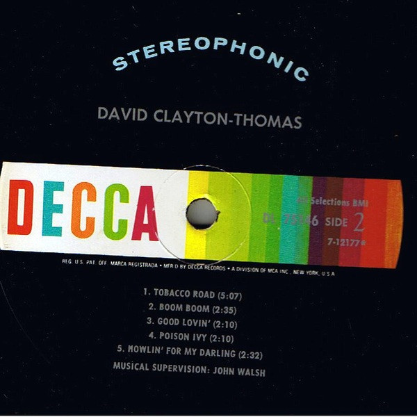 Cover zu David Clayton-Thomas - David Clayton-Thomas! | 1969 | Vinyl, LP, Album, Stereo | Funk / Soul, Blues | US