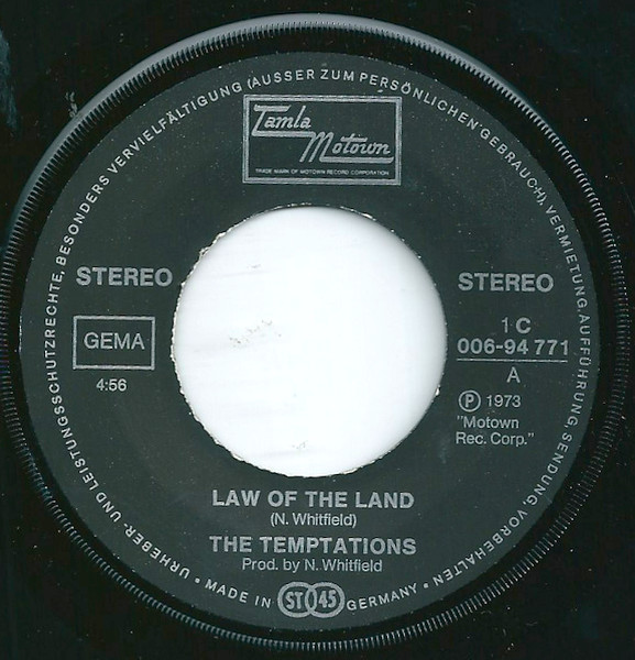 Cover zu The Temptations - Law Of The Land | 1976 | Vinyl | Funk / Soul | Germany