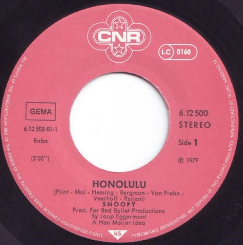 Cover zu Snoopy (3) - Honolulu | 1979 | Vinyl | Electronic | Germany