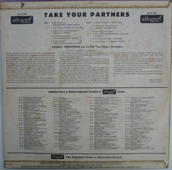 Cover zu Sydney Thompson And His Orchestra - Take Your Partners | 1967 | Vinyl | Jazz | UK