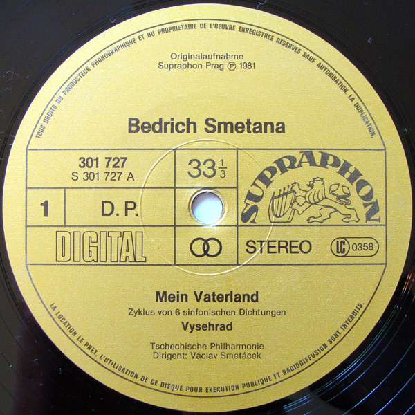 Cover zu Bedřich Smetana, Václav Smetáček, The Czech Philharmonic Orchestra - Má Vlast (Mein Vaterland, Ma Patrie) | 1981 | Vinyl | Classical | Europe