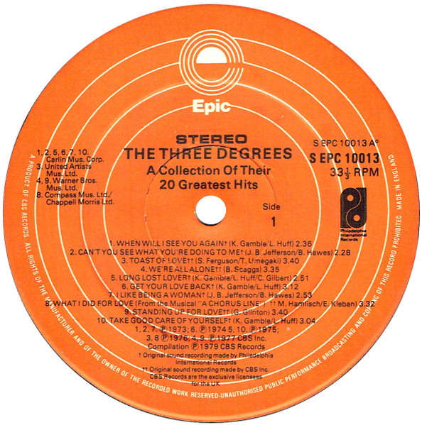 Cover zu The Three Degrees - A Collection Of Their 20 Greatest Hits | 1979 | Vinyl | Funk / Soul | UK