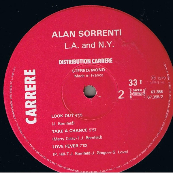 Cover zu Alan Sorrenti - L.A. & N.Y. | 1979 | Vinyl, LP, Album | Electronic, Pop | France