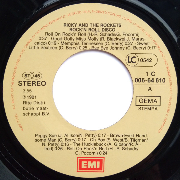 Cover zu Ricky & The Rockets - Rock'n Roll Disco | 1981 | Vinyl | Rock | Germany Schallplatten Ankauf