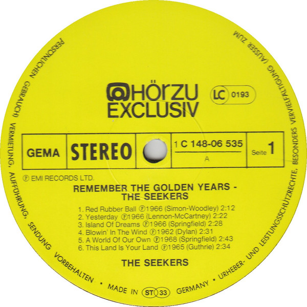 Cover zu The Seekers - Remember The Golden Years | Vinyl | Folk, World, & Country | Germany