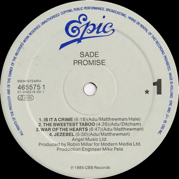 Cover zu Sade - Promise | Vinyl | Jazz, Funk / Soul | Europe