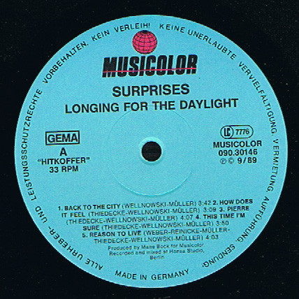 Cover zu Surprises (2) - Longing For The Daylight | 1989 | Vinyl | Rock | Germany Schallplatten Ankauf