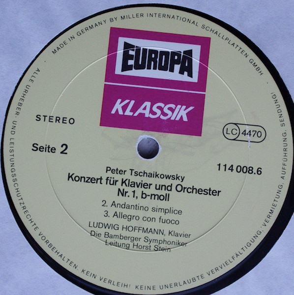 Cover zu Pyotr Ilyich Tchaikovsky By Ludwig Hoffmann And Bamberger Symphoniker - Klavierkonzert B-Moll / Konzert Für Klavier Und Orchester Nr.1 B-Moll | 1979 | Vinyl | Classical | Germany