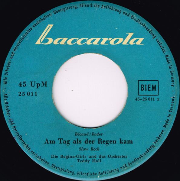 Bild Die Regina-Girls / Die Amigos – Am Tag Als Der Regen Kam / Eine Hand Voll Heimaterde | Vinyl, 45 RPM, 7″, Single | Pop | Germany Schallplatten Ankauf
