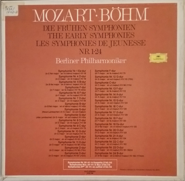 Cover zu Wolfgang Amadeus Mozart, Karl Böhm, Berliner Philharmoniker - The Early Symphonies Nos. 1-24 | 1977 | Vinyl | Classical | Germany Schallplatten Ankauf