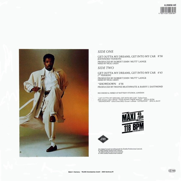Cover zu Billy Ocean - Get Outta My Dreams, Get Into My Car | 1988 | Vinyl | Electronic | Germany