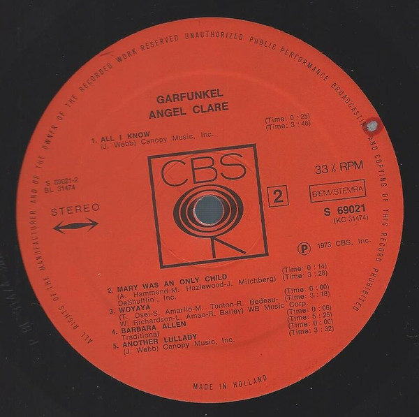 Cover zu Art Garfunkel - Angel Clare | 1973 | Vinyl | Rock | Europe