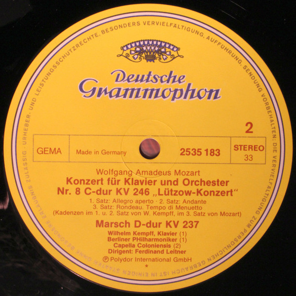 Cover zu Wolfgang Amadeus Mozart, Berliner Philharmoniker, Ferdinand Leitner - Klavierkonzert Nr. 8 C-dur KV 246 / Klavierkonzert Nr. 27 B-dur KV 595 | Vinyl | Classical | Germany