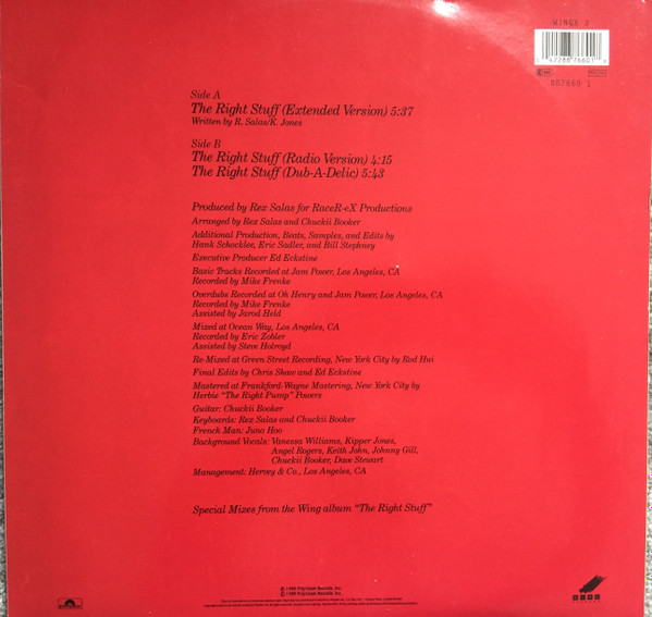 Cover zu Vanessa Williams - The Right Stuff | 1988 | Vinyl | Hip Hop | UK Schallplatten Ankauf