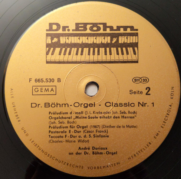Cover zu André Duriaux - Dr. Böhm-Orgel-Classic Nr. I | 1975 | Vinyl | Classical | Germany