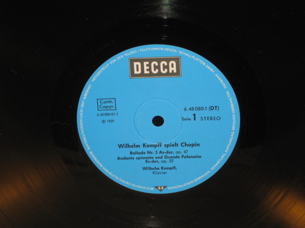 Cover zu Wilhelm Kempff Spielt Frédéric Chopin - Wilhelm Kempff Spielt Chopin | Vinyl | Classical | Germany