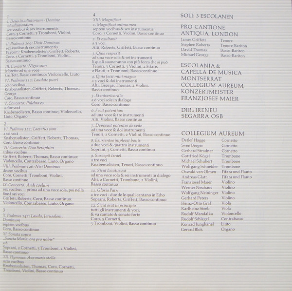 Cover zu Claudio Monteverdi – Escolanía De Montserrat, Collegium Aureum, Ireneu Segarra OSB - Vespro Della Beata Vergine | 1976 | Vinyl | Classical | Germany Schallplatten Ankauf