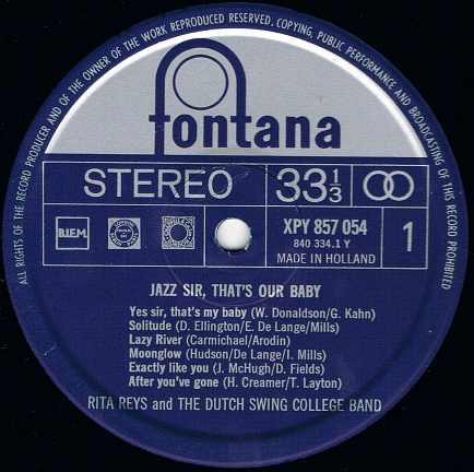 Cover zu Rita Reys And The Dutch Swing College Band - Jazz Sir, That's Our Baby | Vinyl | Jazz | Netherlands Schallplatten Ankauf