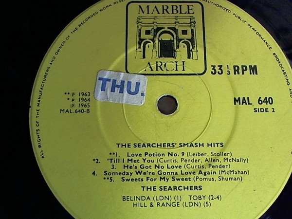 Cover zu The Searchers - The Searchers' Smash Hits | 1966 | Vinyl | Rock, Pop | UK