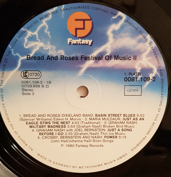 Cover zu Various - The Bread And Roses Festival Of Music | 1981 | Vinyl | Jazz, Pop, Folk, World, & Country | Germany