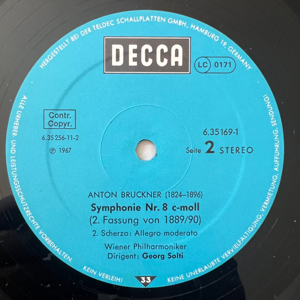 Cover zu Anton Bruckner - Wiener Philharmoniker, Georg Solti - Symphonie Nr. 8 C-moll | 1981 | Vinyl | Classical | Germany