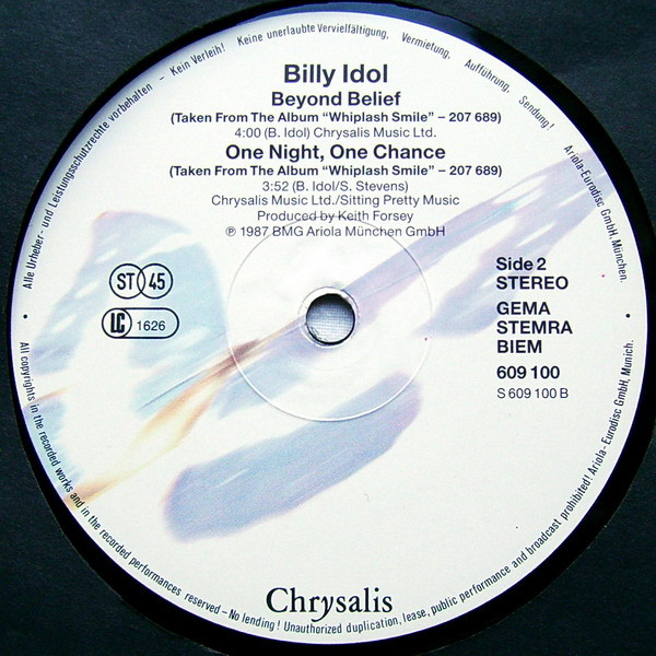 Cover zu Billy Idol - Sweet Sixteen | 1987 | Vinyl | Rock | Europe Schallplatten Ankauf