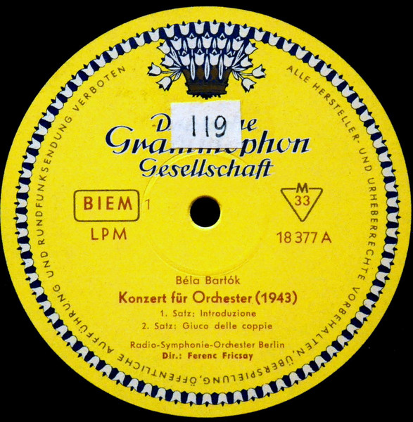 Cover zu Béla Bartók, Ferenc Fricsay - Konzert Für Orchester (1943) | 1958 | Vinyl | Classical | Germany
