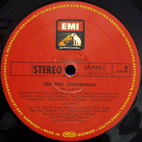 Cover zu Albert Lortzing, Annelies Burmeister, Erika Köth, Gottlob Frick, Nicolai Gedda, Hermann Prey, Peter Schreier, Fred Teschler, Siegfried Vogel, Rundfunkchor Leipzig, Staatskapelle Dresden · Robert Heger - Zar Und Zimmermann (Großer Querschnitt) | 1979 | Vinyl | Classical | Germany