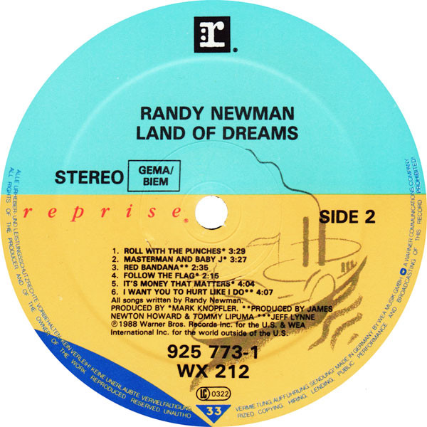Cover zu Randy Newman - Land Of Dreams | 1988 | Vinyl | Rock, Pop | Europe Schallplatten Ankauf