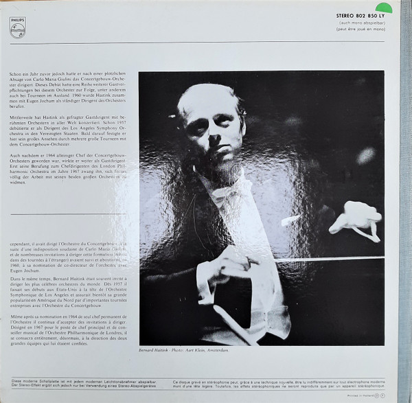 Cover zu Antonín Dvořák / Bernard Haitink, Concertgebouworkest - 8 Slawische Tänze / Scherzo Capriccioso | 1967 | Vinyl | Classical | Netherlands
