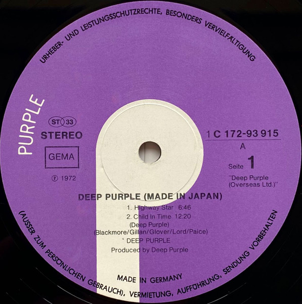 Cover zu Deep Purple - Made In Japan | 1972 | Vinyl, LP, Album, Stereo | Rock | Germany
