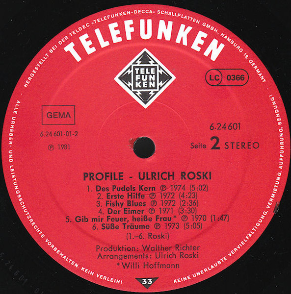 Cover zu Ulrich Roski - Ulrich Roski | 1981 | Vinyl | Pop | Germany