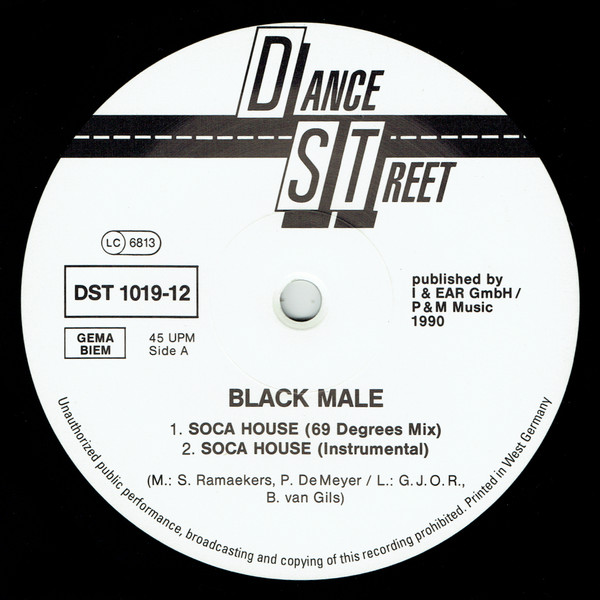 Cover zu Black Male - Soca House / Git On The Floor | 1990 | Vinyl | Electronic, Reggae | Germany Schallplatten Ankauf