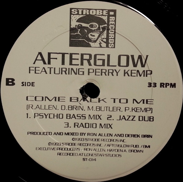 Cover zu Afterglow Featuring Perry Kemp - Come Back To Me | 1993 | Vinyl | Electronic | Canada Schallplatten Ankauf