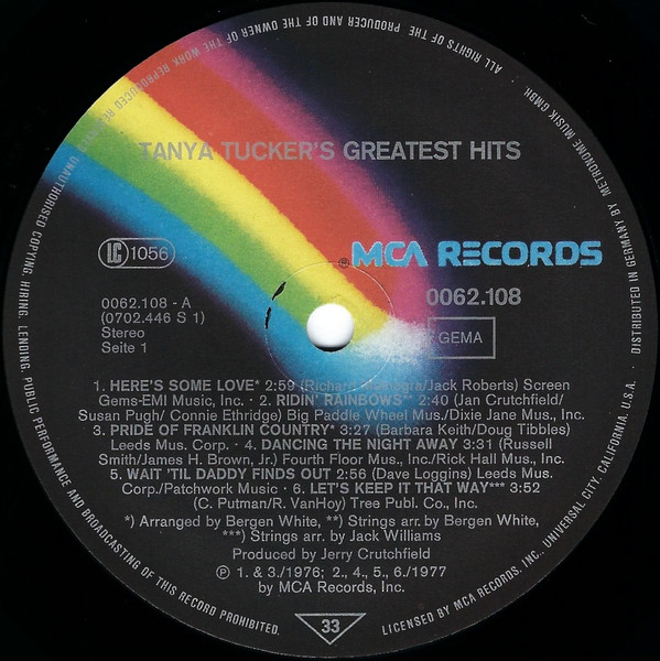 Cover zu Tanya Tucker - Tanya Tucker's Greatest Hits | 1978 | Vinyl | Folk, World, & Country | Germany Schallplatten Ankauf