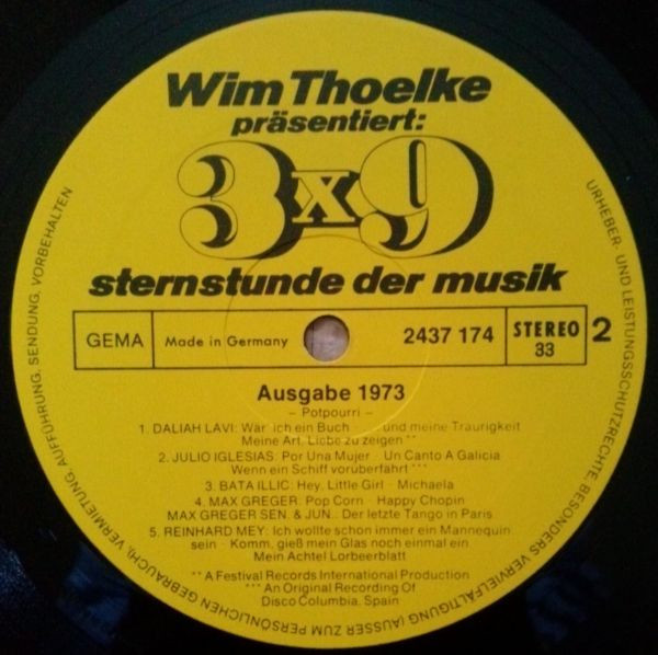 Cover zu Various - Wim Thoelke Präsentiert: 3x9 - Stars Und Ihre Melodien | 1973 | Vinyl | Pop | Germany