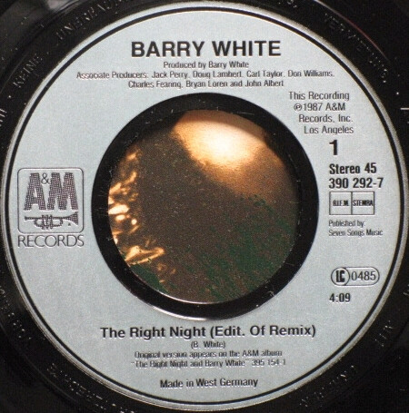 Cover zu Barry White - The Right Night | 1988 | Vinyl | Funk / Soul | Europe