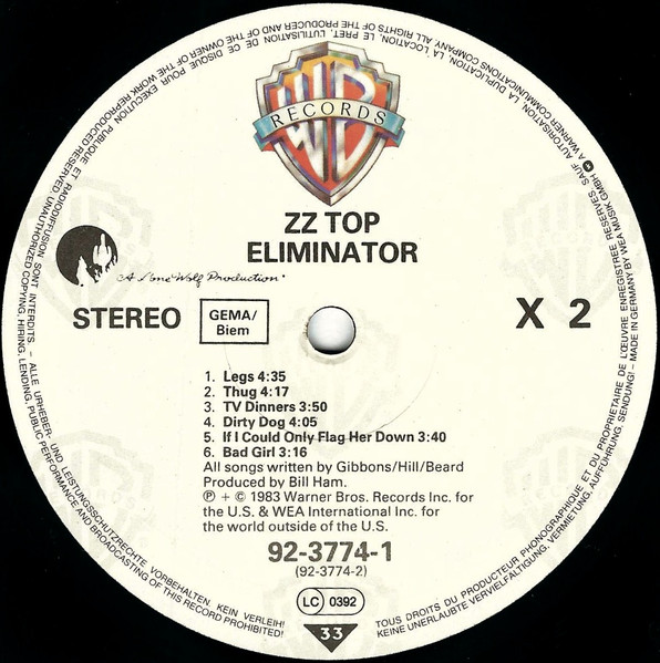 Cover zu ZZ Top - Eliminator | 1983 | LP, Album, R/S | Rock | Europe