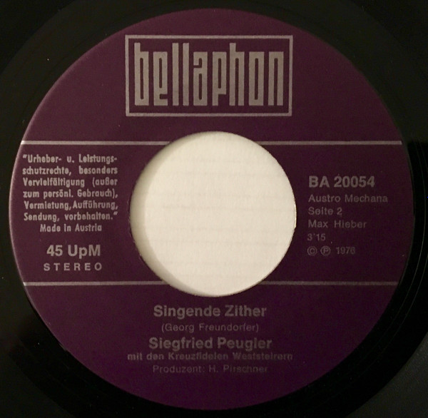 Cover zu Siegfried Peugler Mit Den Die Original Kreuzfidelen Weststeirer - Grüsse Aus Fieberbrunn | 1976 | Vinyl | Folk, World, & Country | Austria Schallplatten Ankauf