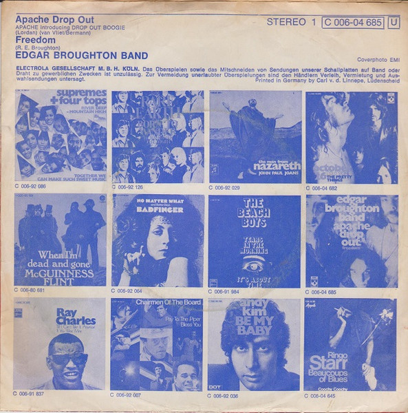 Cover zu The Edgar Broughton Band - Apache Drop Out | 1970 | Vinyl, 7