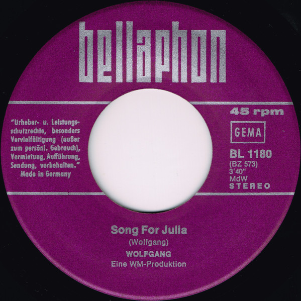 Cover zu Wolfgang Hofer - Song For Julia | 1971 | Vinyl | Pop | Germany Schallplatten Ankauf
