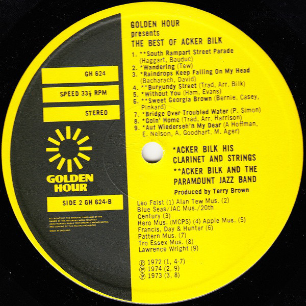 Cover zu Acker Bilk - Golden Hour Presents The Best Of | 1976 | Vinyl | Jazz | UK Schallplatten Ankauf