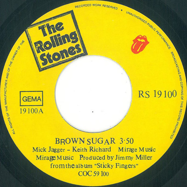 Cover zu The Rolling Stones - Brown Sugar / Bitch | 1971 | Vinyl | Rock | Germany Schallplatten Ankauf