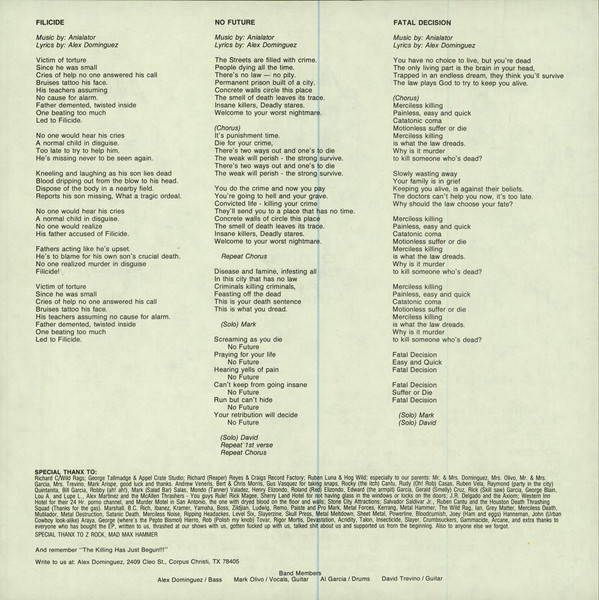 Cover zu Anialator - Anialator | 1989 | Vinyl | Rock | US