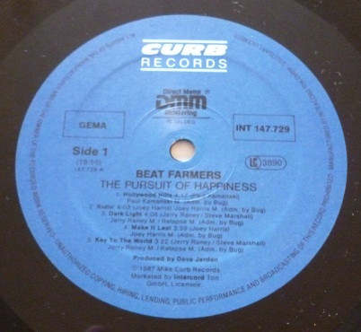 Cover zu The Beat Farmers - The Pursuit Of Happiness | 1987 | Vinyl | Rock | Germany