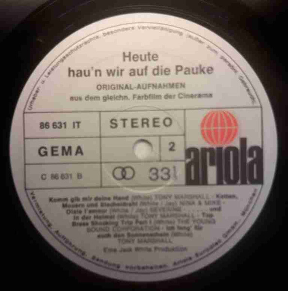 Cover zu Tony Marshall - Heute Hau'n Wir Auf Die Pauke (Original-Aufnahmen Aus Dem Gleichnamigen Farbfilm Der Cinerama) | 1972 | Vinyl | Pop | Germany Schallplatten Ankauf