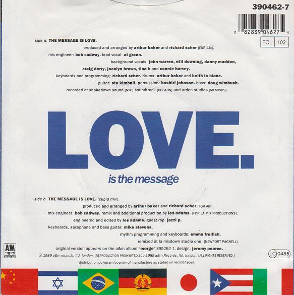 Cover zu Arthur Baker And The Backbeat Disciples - The Message Is Love. | 1989 | Vinyl | Electronic | Europe